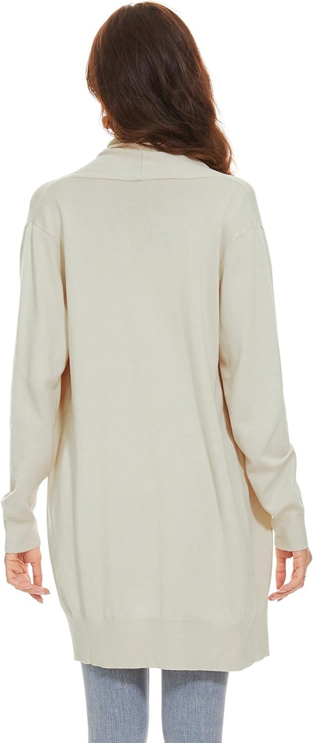 imageHuuloo Womens Open Front Long Shawl Cardigan Sweater with PocketsApricot