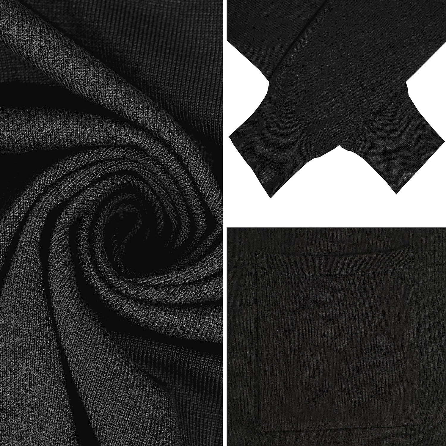 imageHuuloo Womens Open Front Long Shawl Cardigan Sweater with PocketsBlack