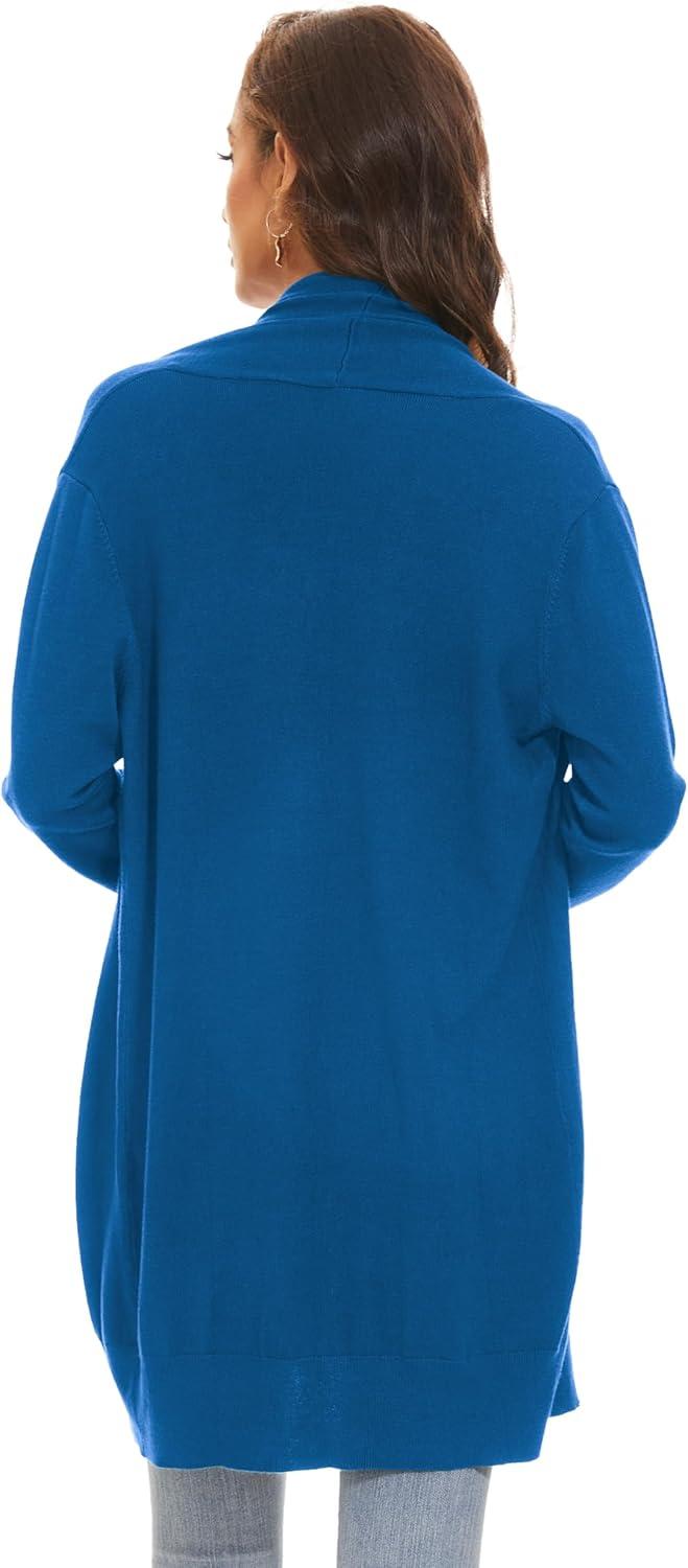 imageHuuloo Womens Open Front Long Shawl Cardigan Sweater with PocketsBlue