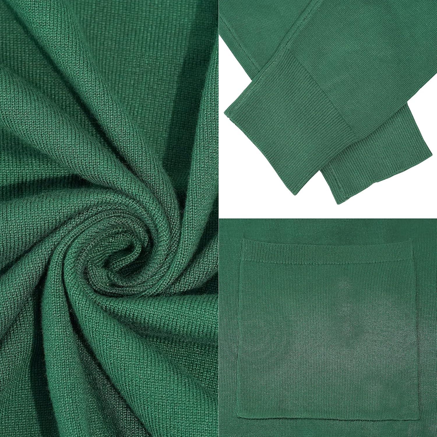 imageHuuloo Womens Open Front Long Shawl Cardigan Sweater with PocketsGreen