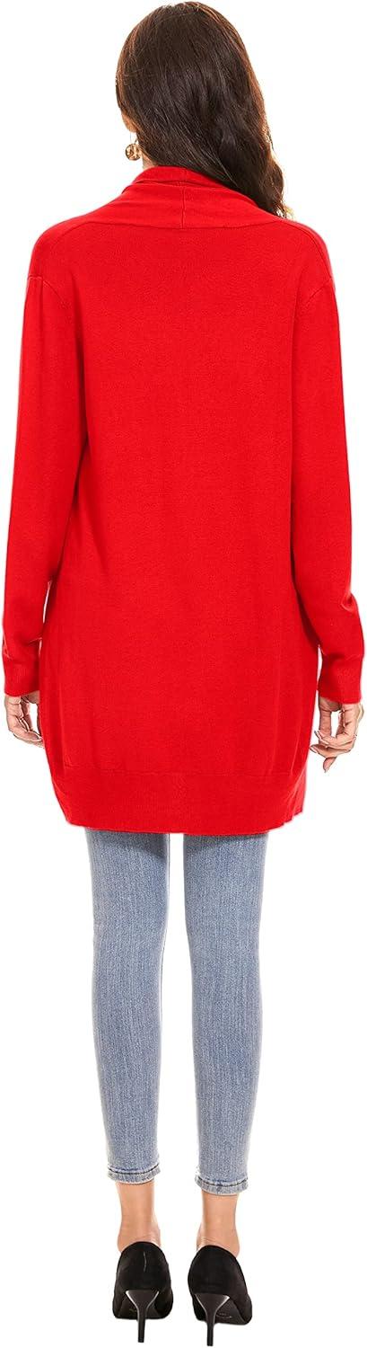 imageHuuloo Womens Open Front Long Shawl Cardigan Sweater with PocketsRed