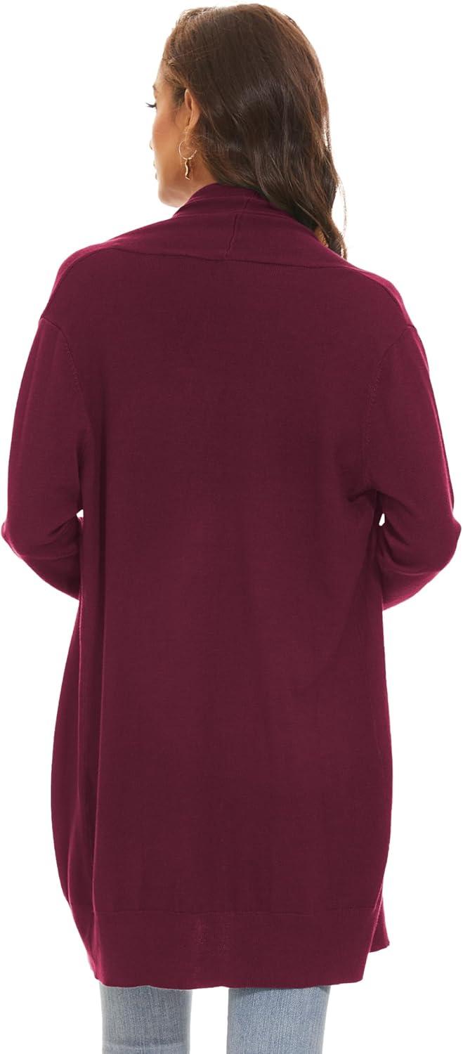 imageHuuloo Womens Open Front Long Shawl Cardigan Sweater with PocketsRose Violet