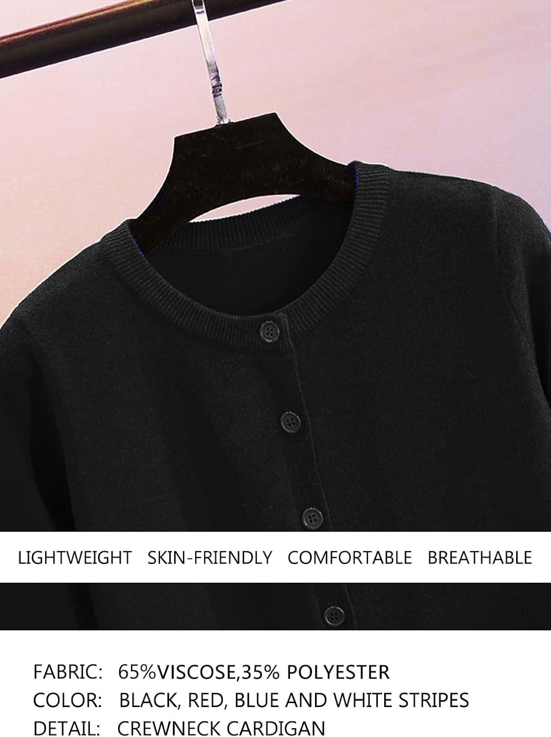 imageWomens Crew Neck Button Down Long Sleeve Cardigan SweaterBlack