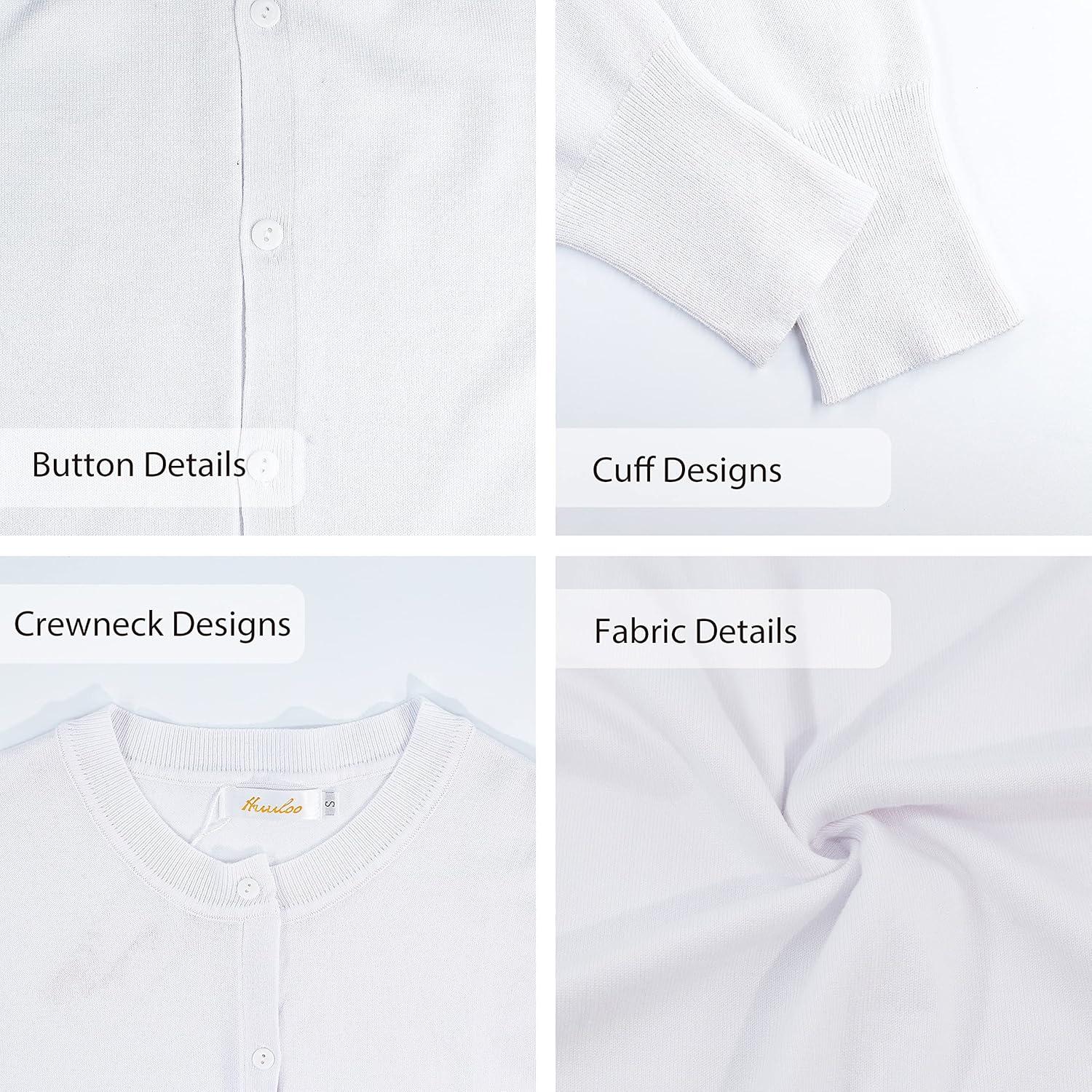 imageWomens Crew Neck Button Down Long Sleeve Cardigan SweaterWhite