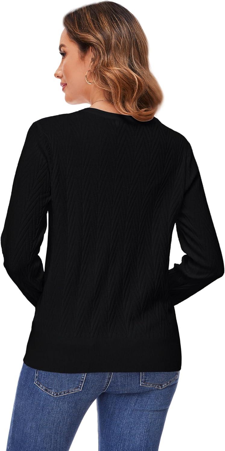 imageWomens V Neck Button Down Long Sleeve Cardigan Sweater2405black