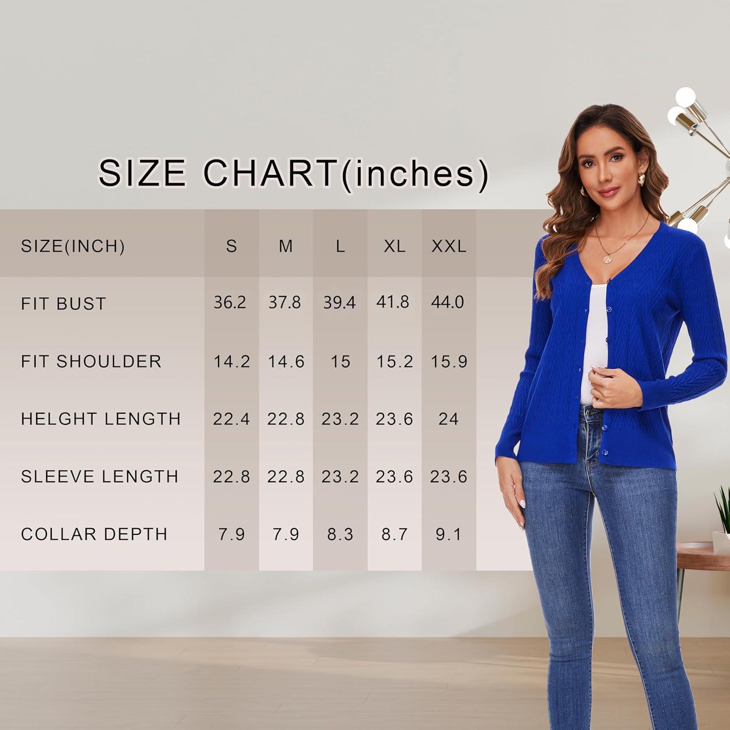 imageWomens V Neck Button Down Long Sleeve Cardigan Sweater2405blue