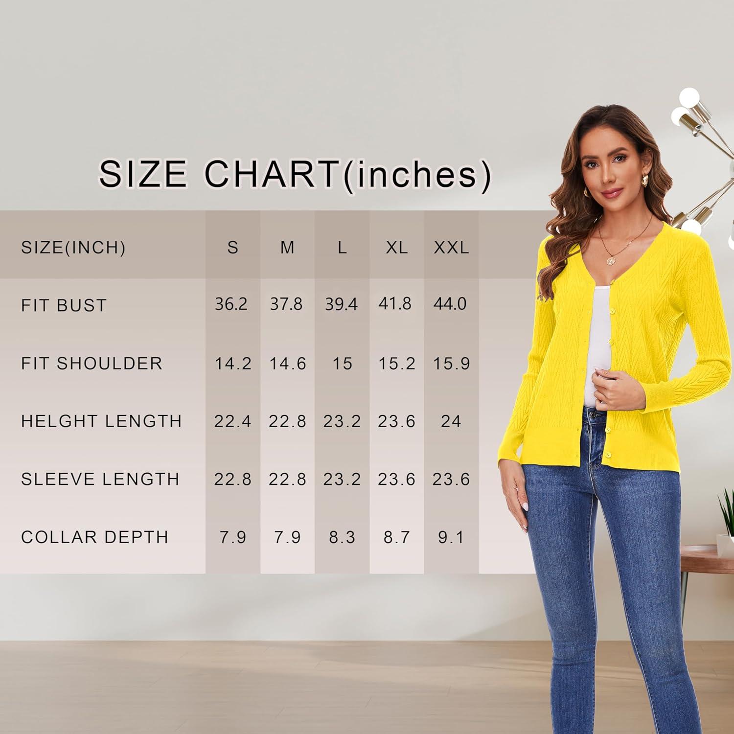 imageWomens V Neck Button Down Long Sleeve Cardigan Sweater2405yellow