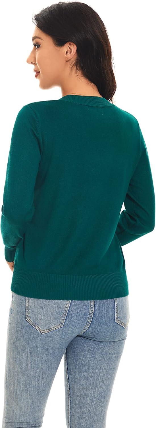 imageWomens V Neck Button Down Long Sleeve Cardigan SweaterVdark Green