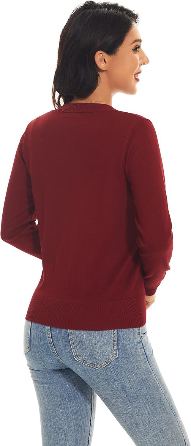 imageWomens V Neck Button Down Long Sleeve Cardigan SweaterVdark Red