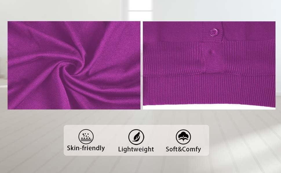 imageWomens V Neck Button Down Long Sleeve Cardigan SweaterVdark Voilet