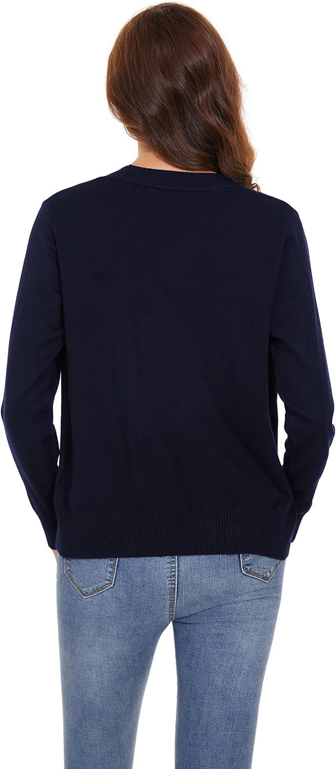 imageWomens V Neck Button Down Long Sleeve Cardigan SweaterVnavy Blue