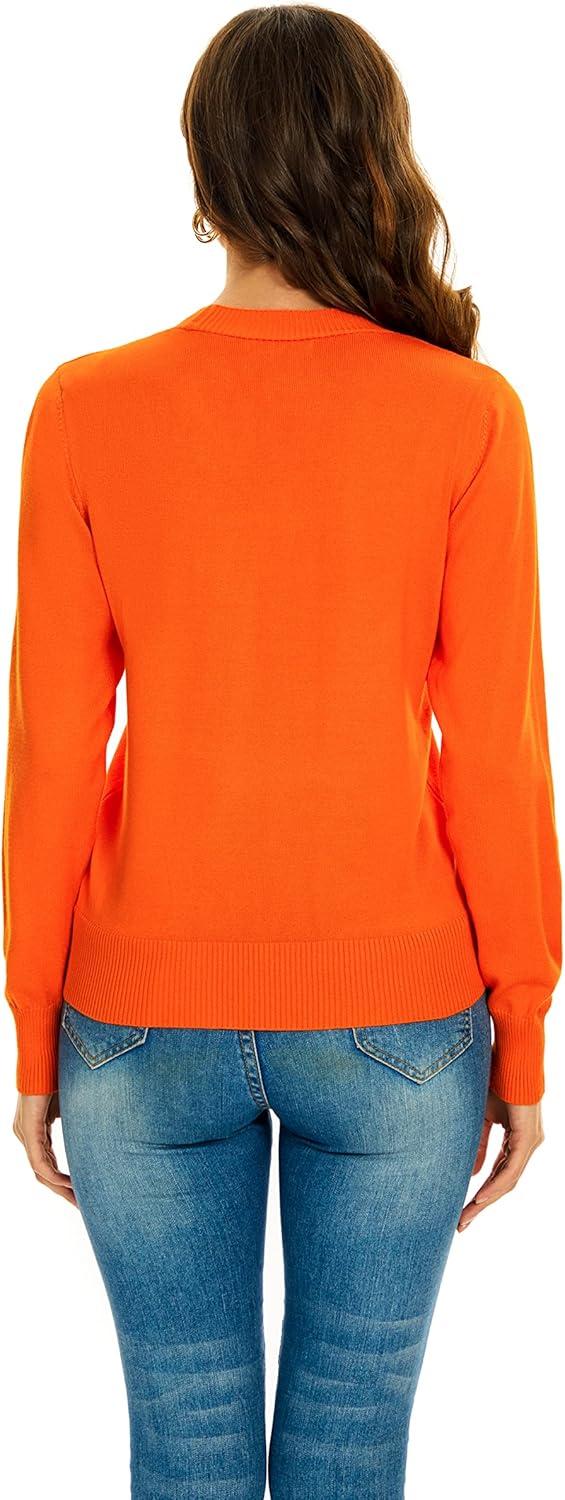 imageWomens V Neck Button Down Long Sleeve Cardigan SweaterVorange
