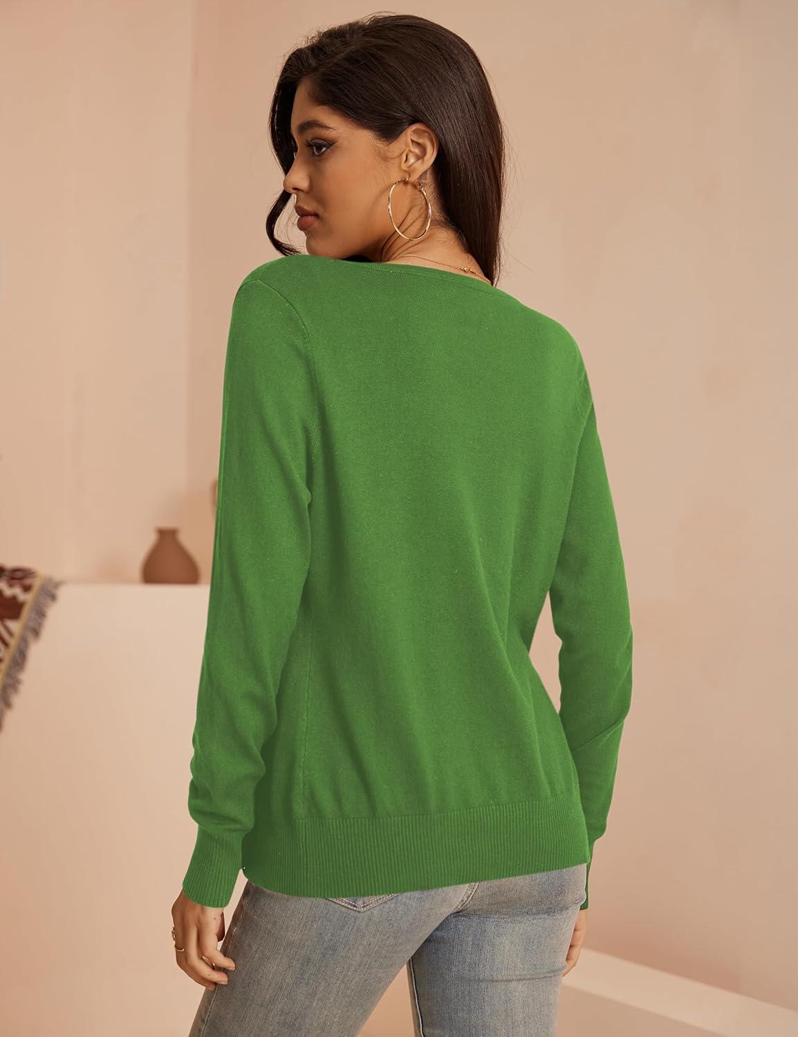 imageaJesdani Womens Button Down Crew Neck Long Sleeve Soft Knit Cardigan Sweaters01b1olive