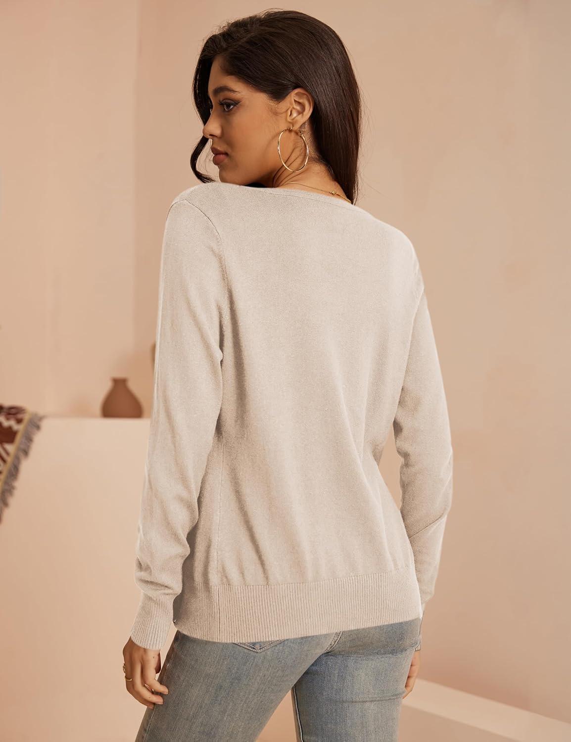 imageaJesdani Womens Button Down Crew Neck Long Sleeve Soft Knit Cardigan Sweaters01j1crew Neckcamel