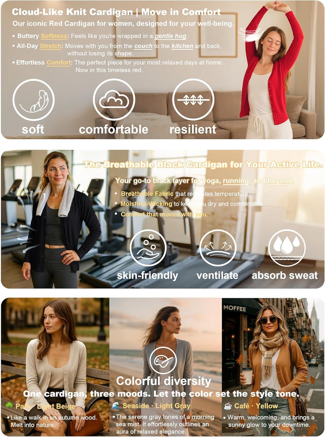 imageaJesdani Womens Button Down Crew Neck Long Sleeve Soft Knit Cardigan Sweaters01sv Necklight Indigo