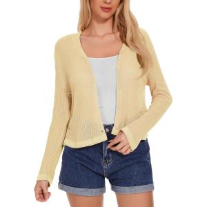 Women’s Summer Lightweight V Neck Button Down Long Sleeve Cardigan Sweater