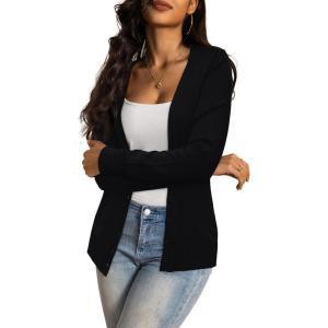 a.Jesdani Women’s Button Down Crew Neck Long Sleeve Soft Knit Cardigan Sweaters(01-k-v Neck-black)