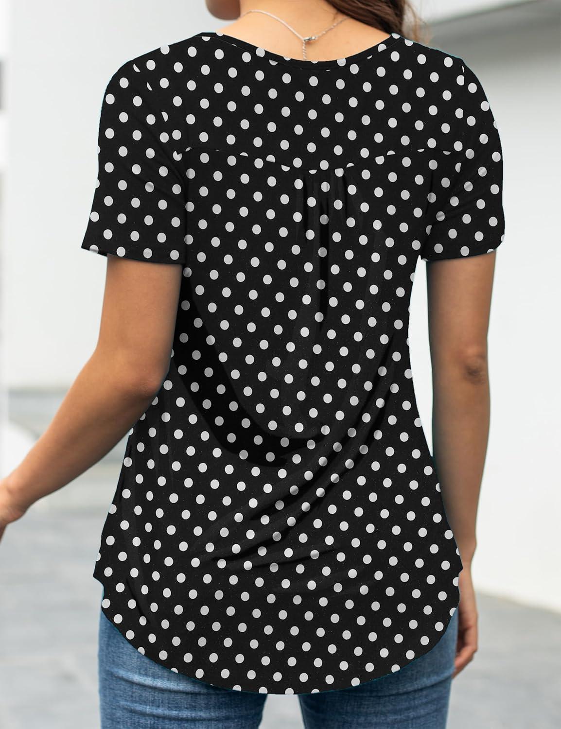 imageaJesdani Womens Summer Plus Size Tunic Tops Short Sleeve Blouses Casual Floral Henley ShirtsColor81