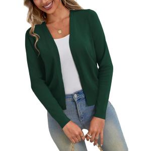 a.Jesdani Shrugs for Women Lightweight 3/4 Sleeve Open Front Red Cropped Cardigan Sweaters(10 Green)