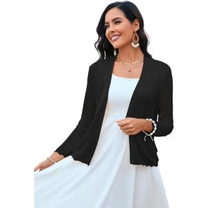 a.Jesdani Women’s Shrug Sweaters Open Front Short Sleeve Rib Knit Bolero Open Front Cardigan S-1X(2 Black)