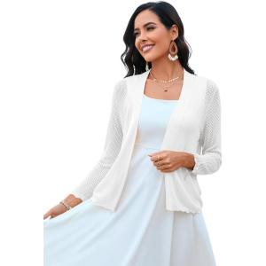 a.Jesdani Women’s Shrug Sweaters Open Front Short Sleeve Rib Knit Bolero Open Front Cardigan S-1X(2 White)